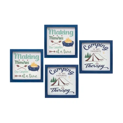 Houzbling Camping Sign (set Of 4) 10"sq Mdf