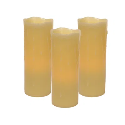 Houzbling Led Wax Dripping Pillar Candle (set Of 3) 3"dx8"h Wax/plastic - 2 C Batteries Not Incld.