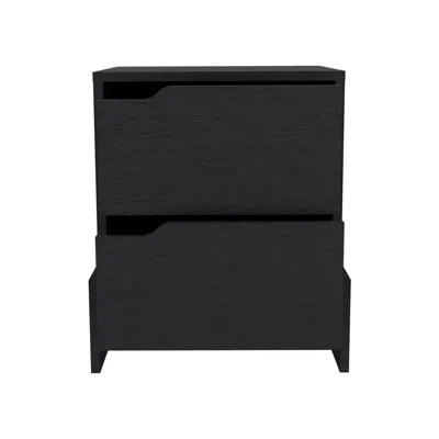 Depot E-shop Haines Nightstand With 2-drawers, End Table With Sturdy Base, Black