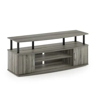 Furinno Jaya Large Entertainment Center Hold Up To 50-in Tv, French Oak Grey/black