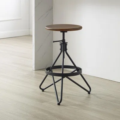 Crosley Kalen Adjustable Height Swivel Stool Brown/matte Black