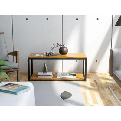 East West Furniture Norwich Coffee Table For Living Room, Mid Century Modern Coffee Table In Powder Coating Black Color