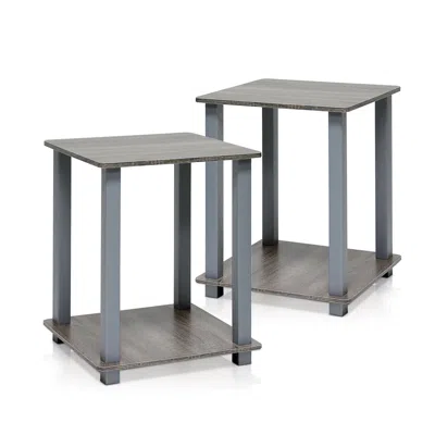 FURINNO SIMPLISTIC END TABLE, SET OF TWO, FRENCH OAK GREY 