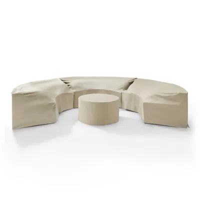 Crosley Furniture Catalina 4pc Furniture Cover Set Tan - 3 Round Sectional Sofas & Coffee Table