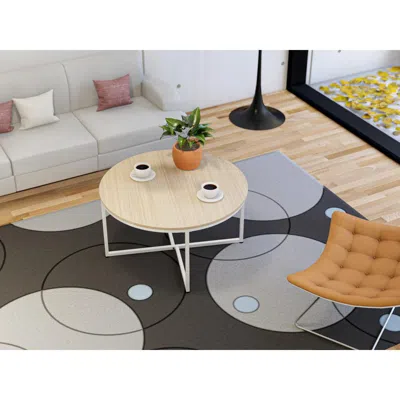 East West Furniture Madison Round Coffee Table For Living Room, Mid Century Modern Coffee Table In Powder Coating White