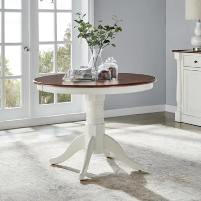 Crosley Furniture Shelby Round Dining Table Distressed White