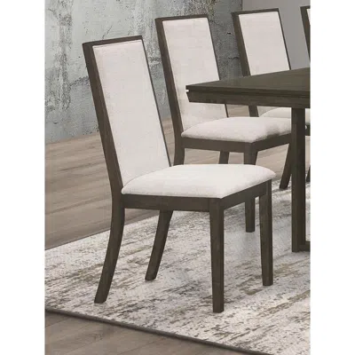 Coaster Kelly Upholstered Solid Back Dining Side Chair Beige And Dark Grey (set Of 2)