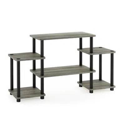 Furinno Turn-n-tube No Tools Entertainment Center, French Oak/black