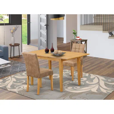 East West Furniture 3 Piece Dining Set Consists A Wooden Dining Table