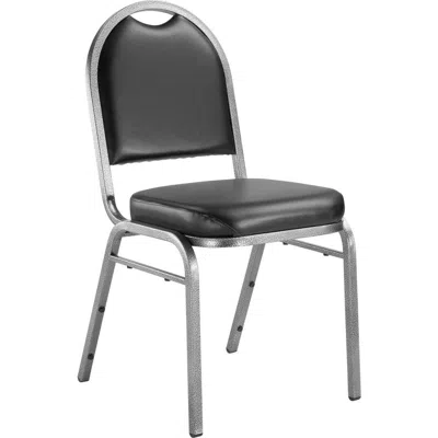 National Public Seating Nps 9200 Series Premium Vinyl Upholstered Stack Chair, Panther Black Seat/ Silvervein Frame