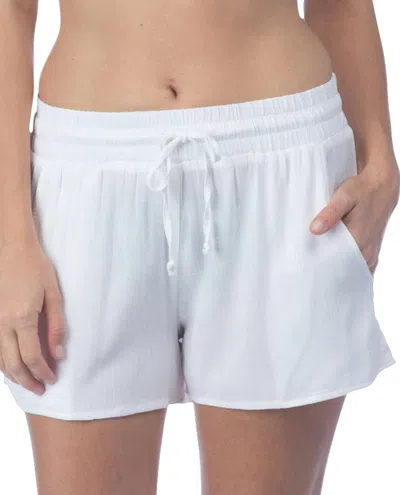 Green Dragon Drawstring Beach Short In White In White