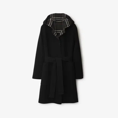 Burberry Mid-length Reversible Wool Car Coat In Black