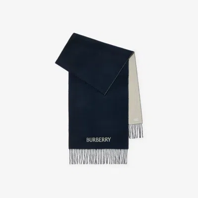 Burberry Reversible Ekd Cashmere Scarf In Storm