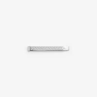 Burberry Check Prism Tie Bar In Silver
