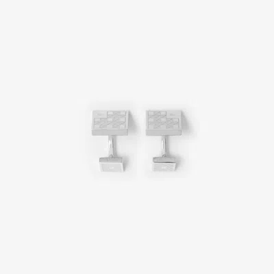 Burberry Check Prism Cufflinks In Silver