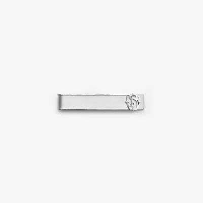 Burberry B Charm Tie Bar In Silver