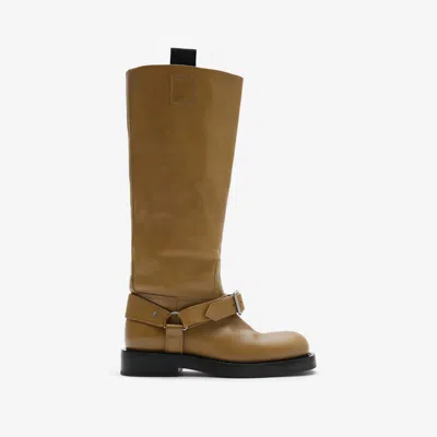 Burberry Leather Saddle Knee-high Boots In Shrew