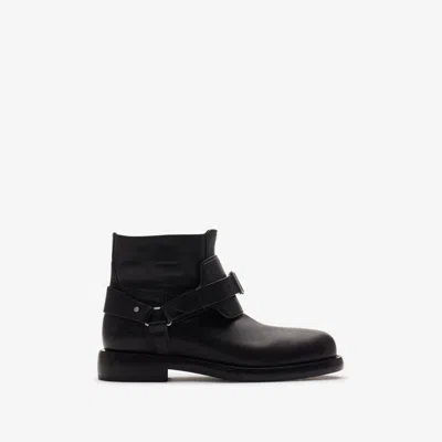 Burberry Leather Pull-on Biker Booties In Black