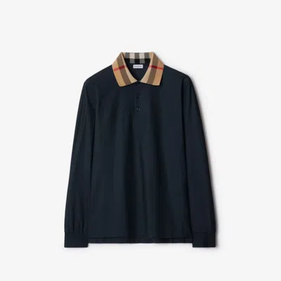 Burberry Cody Long Sleeve Polo Shirt In Smoked Navy
