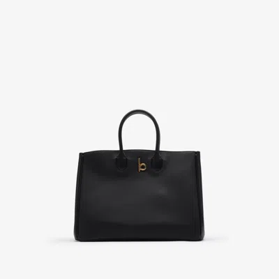 Burberry Medium Rocking Horse Suede Tote Bag In Black