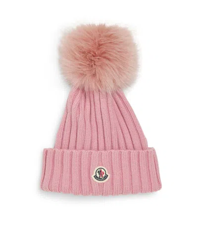 Shop Moncler Ribbed Pom-pom Beanie In Nude