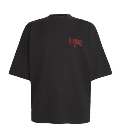 Shop Palm Angels Cotton Mini College Logo T-shirt In Black