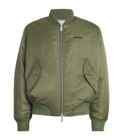 Shop Off-white Contrast-stitch Bomber Jacket In Green