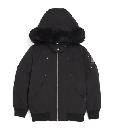 Shop Moose Knuckles Down Hooded Coat (6-18 Years) In Black