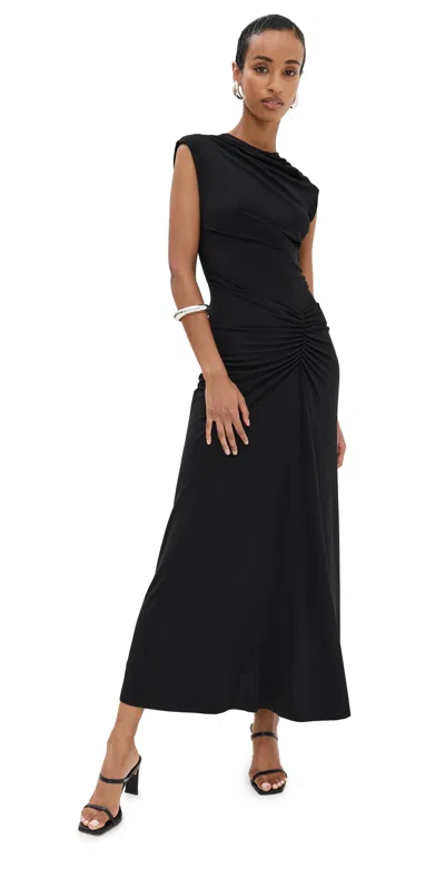 Simkhai Acacia Sleeveless Gathered Midi Dress In Black