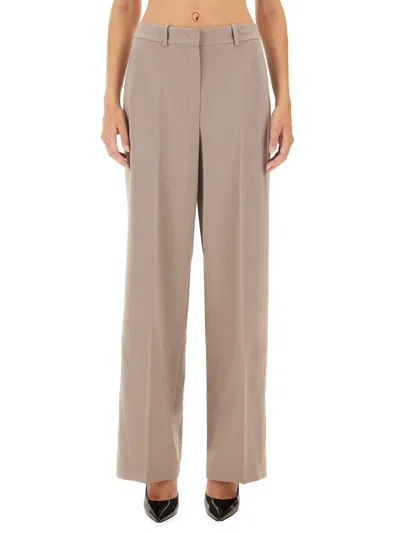 Theory Grey Triacetate Relax Pants In Dove