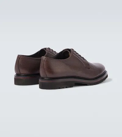 Shop George Cleverley Archie Leather Derby Shoes In Braun