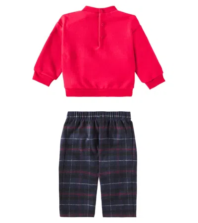 Il Gufo Baby Cotton Sweatshirt And Sweatpants Set In Rot