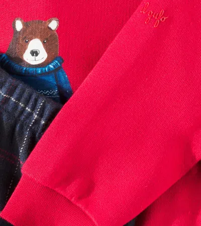 Il Gufo Baby Cotton Sweatshirt And Sweatpants Set In Rot