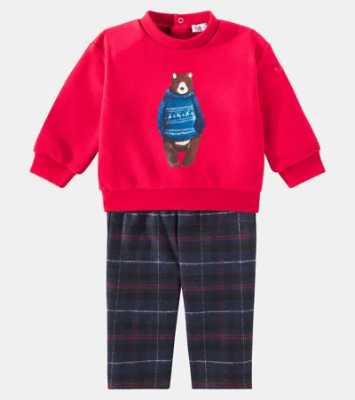 Il Gufo Baby Cotton Sweatshirt And Sweatpants Set In Rot