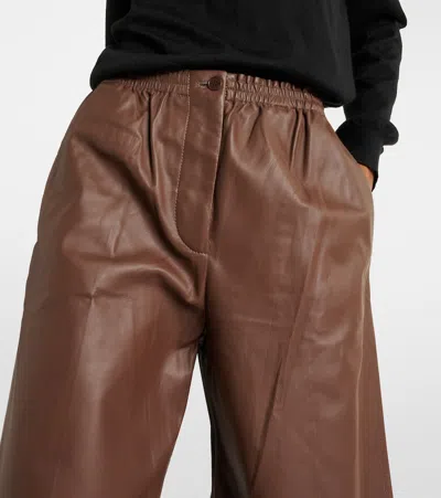 Joseph Leather Sweatpants In Braun