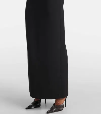 Magda Butrym Floral-appliqué Wool-blend Gown In Black