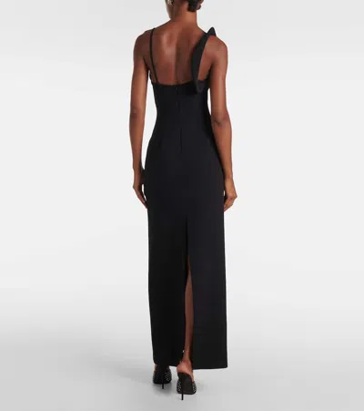 Magda Butrym Floral-appliqué Wool-blend Gown In Black