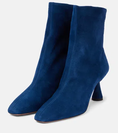 Shop Aquazzura Amore 75 Suede Ankle Boots In Blue