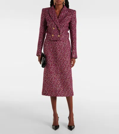 Alessandra Rich Sequined Tweed Midi Skirt In Purple