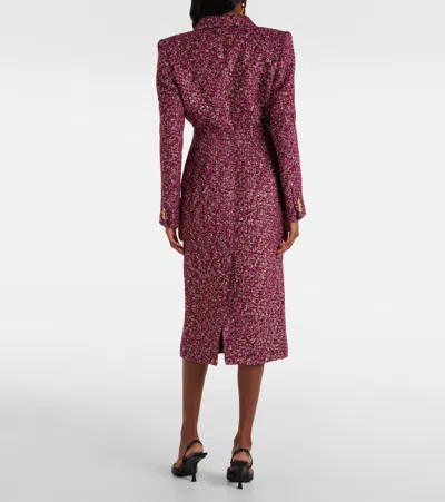Alessandra Rich Sequined Tweed Midi Skirt In Purple