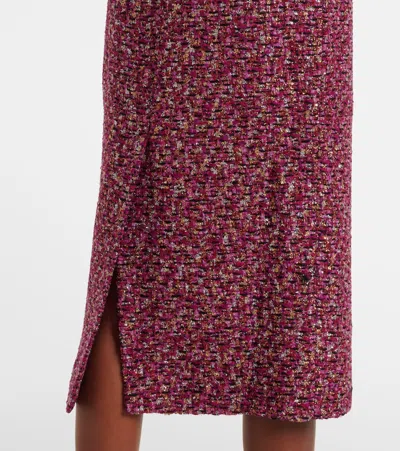 Alessandra Rich Sequined Tweed Midi Skirt In Purple