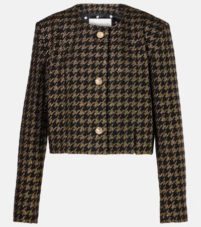 Shop Nina Ricci Houndstooth Lamé Tweed Jacket In Gold