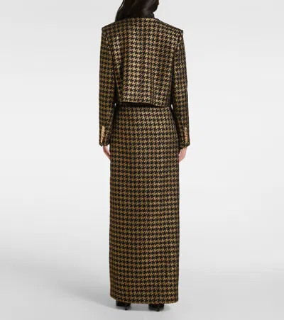 Nina Ricci Houndstooth Cropped Jacket In Gold