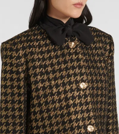 Nina Ricci Houndstooth Cropped Jacket In Gold