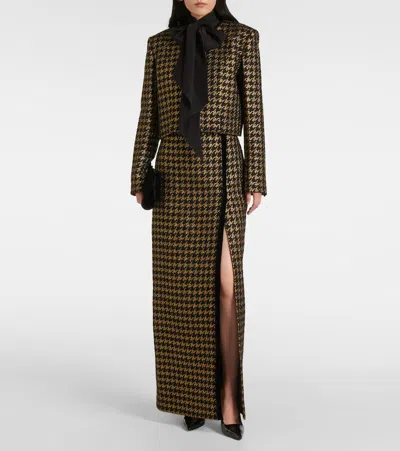 Nina Ricci Houndstooth Cropped Jacket In Gold