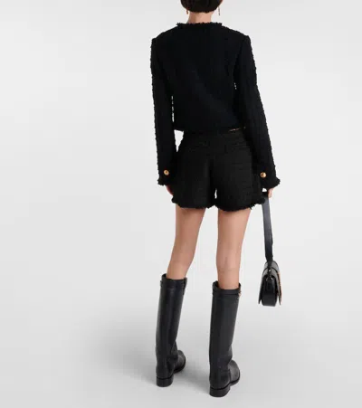 Versace Short Tweed Heritage Jacket In Black