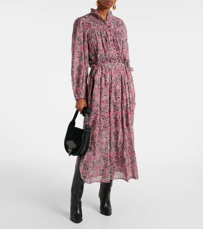 Isabel Marant Étoile Eliane Floral-print Cotton Midi Dress In Pink