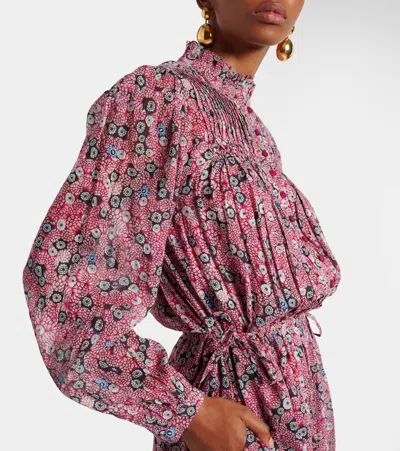 Isabel Marant Étoile Eliane Floral-print Cotton Midi Dress In Pink