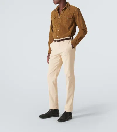 Incotex Pressed-crease Slim-cut Chinos In Neutrals