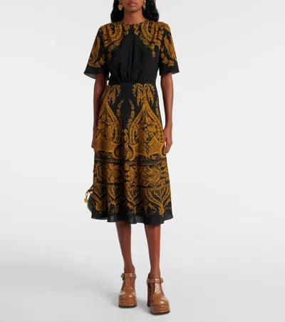 Etro Black Chiffon Polyester Long Dress In Black